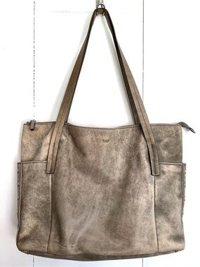 HAMMITT Addie Large Taupe Gray Distressed Soft Leather Shoulder Tote Bag